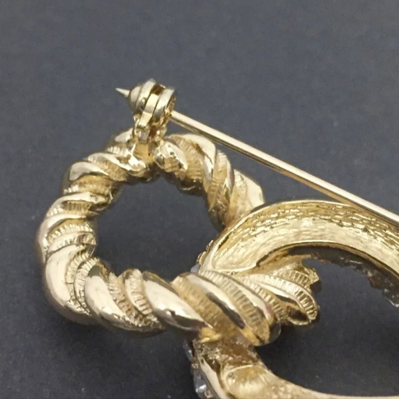 CHRISTIAN DIOR RHINESTONE GOLD TONE BROOCH/7S0623 - Picture 5 of 10